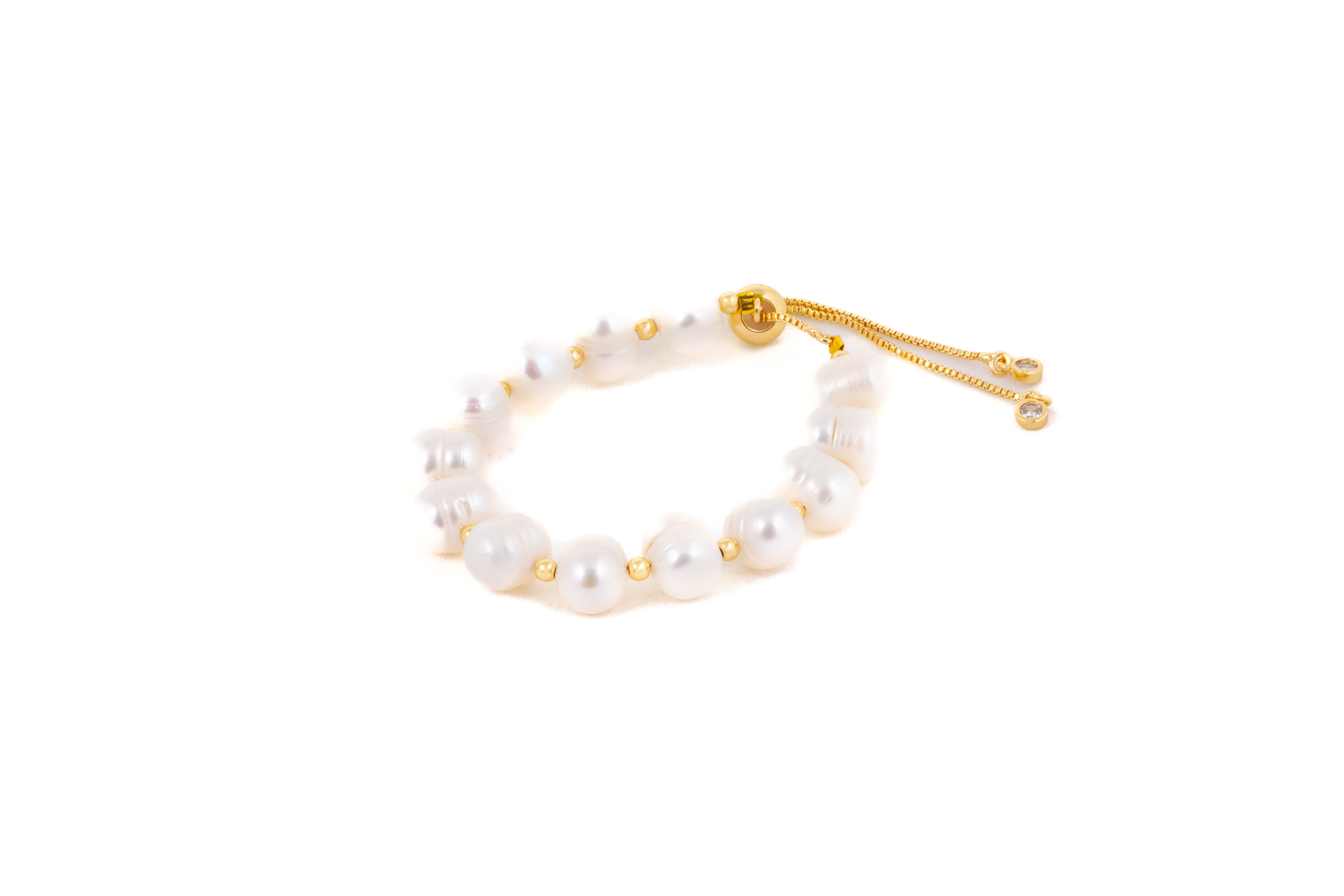 Brățară clasică cu perle de apă dulce în montură aurie - Imagine 2