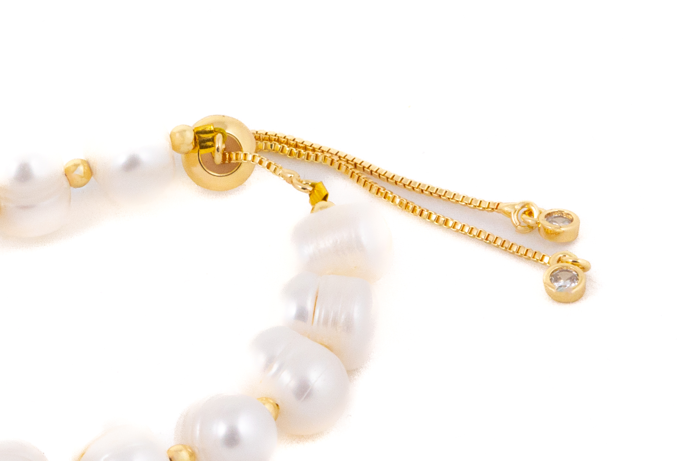 Brățară clasică cu perle de apă dulce în montură aurie - Imagine 3