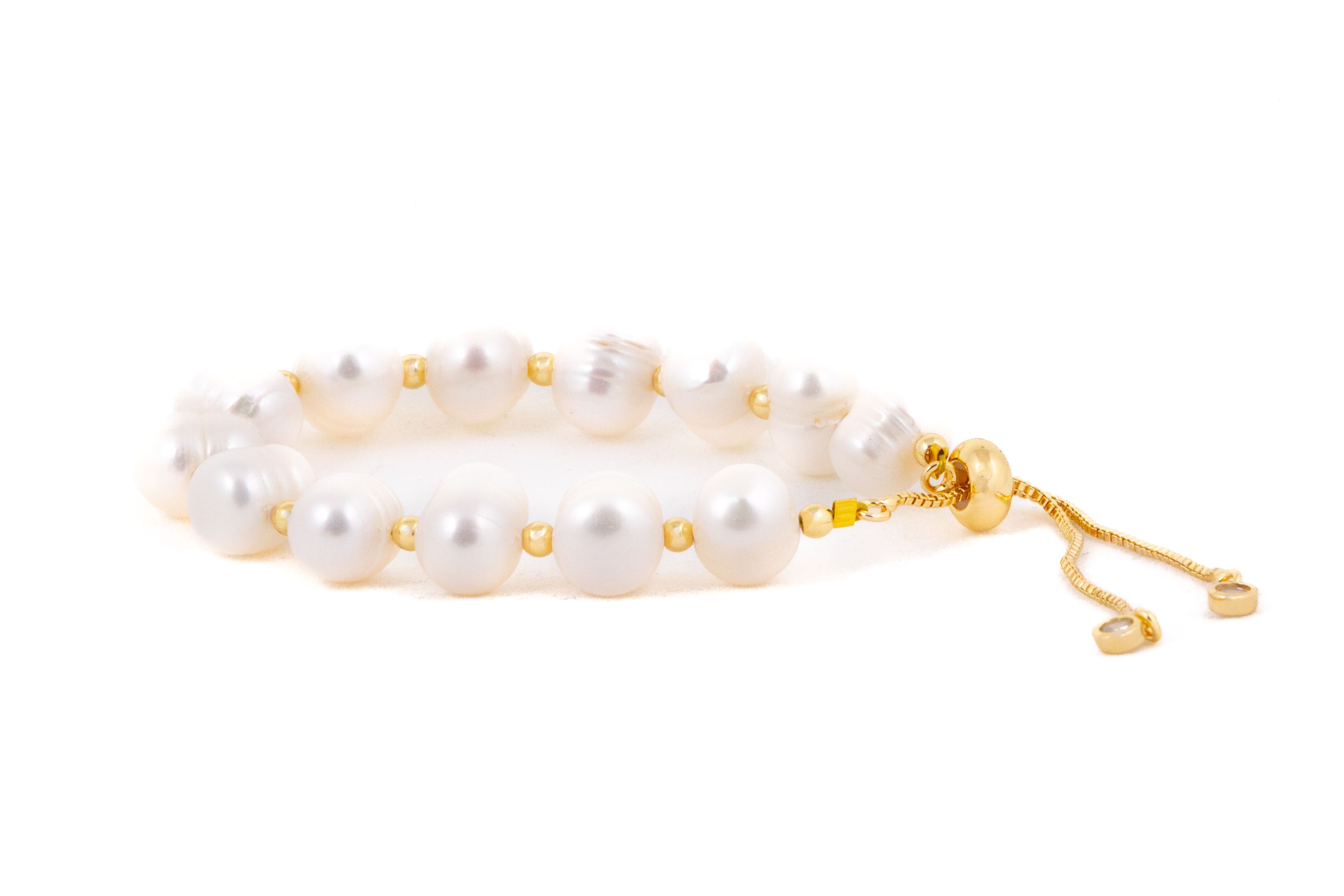 Brățară clasică cu perle de apă dulce în montură aurie - Imagine 4
