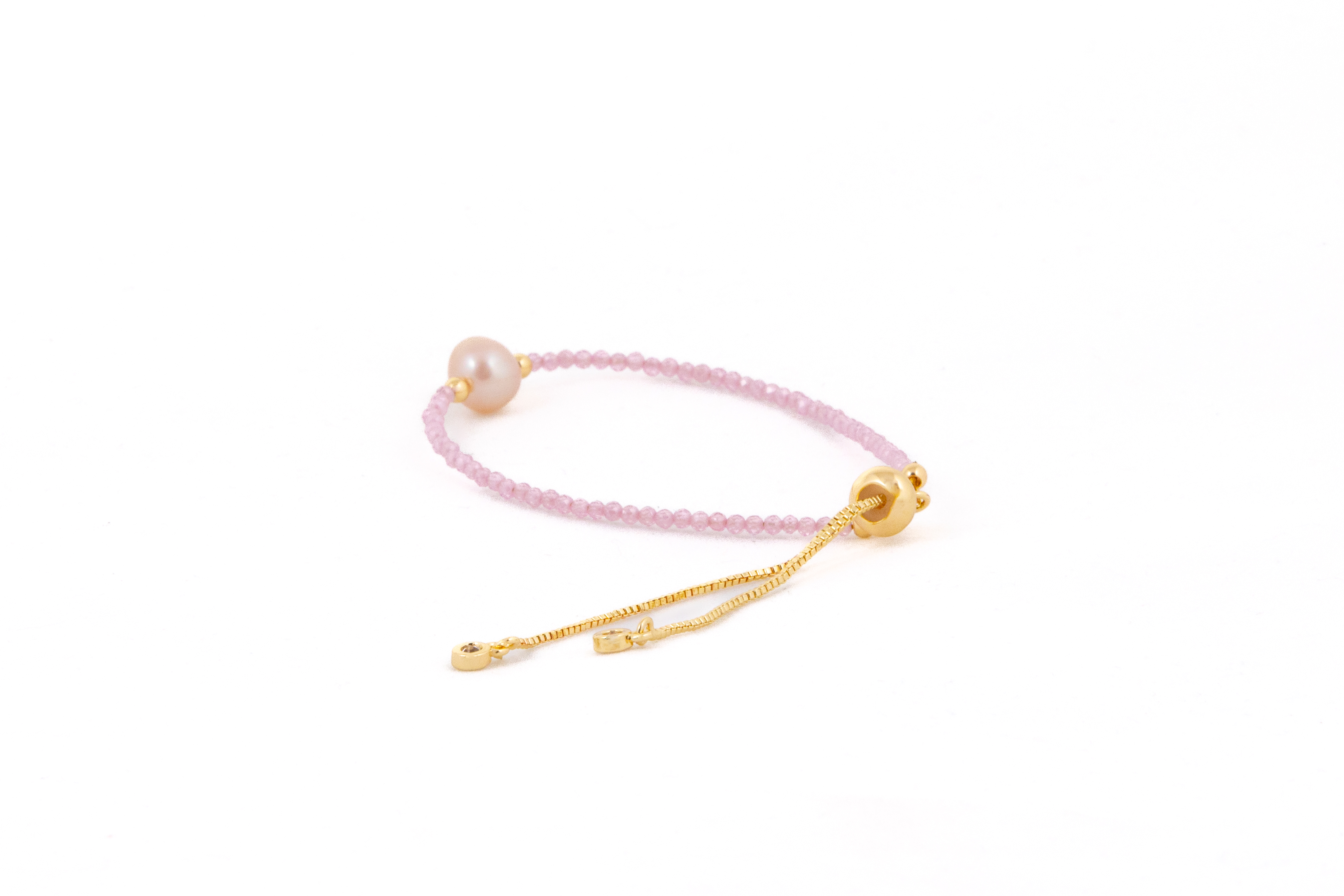 Brățară cu cristale roz si perlă de apă dulce - Imagine 2