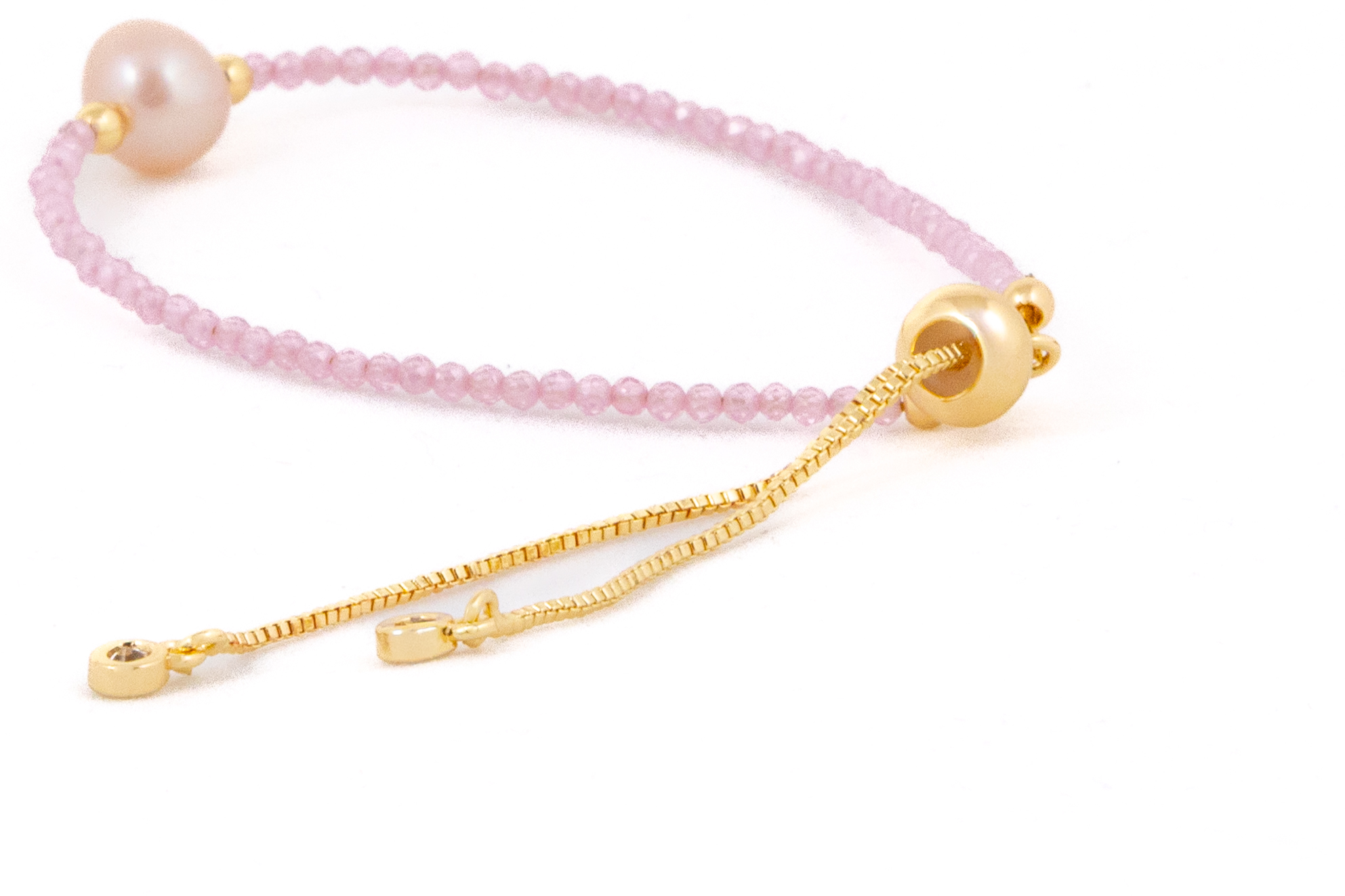 Brățară cu cristale roz si perlă de apă dulce - Imagine 3