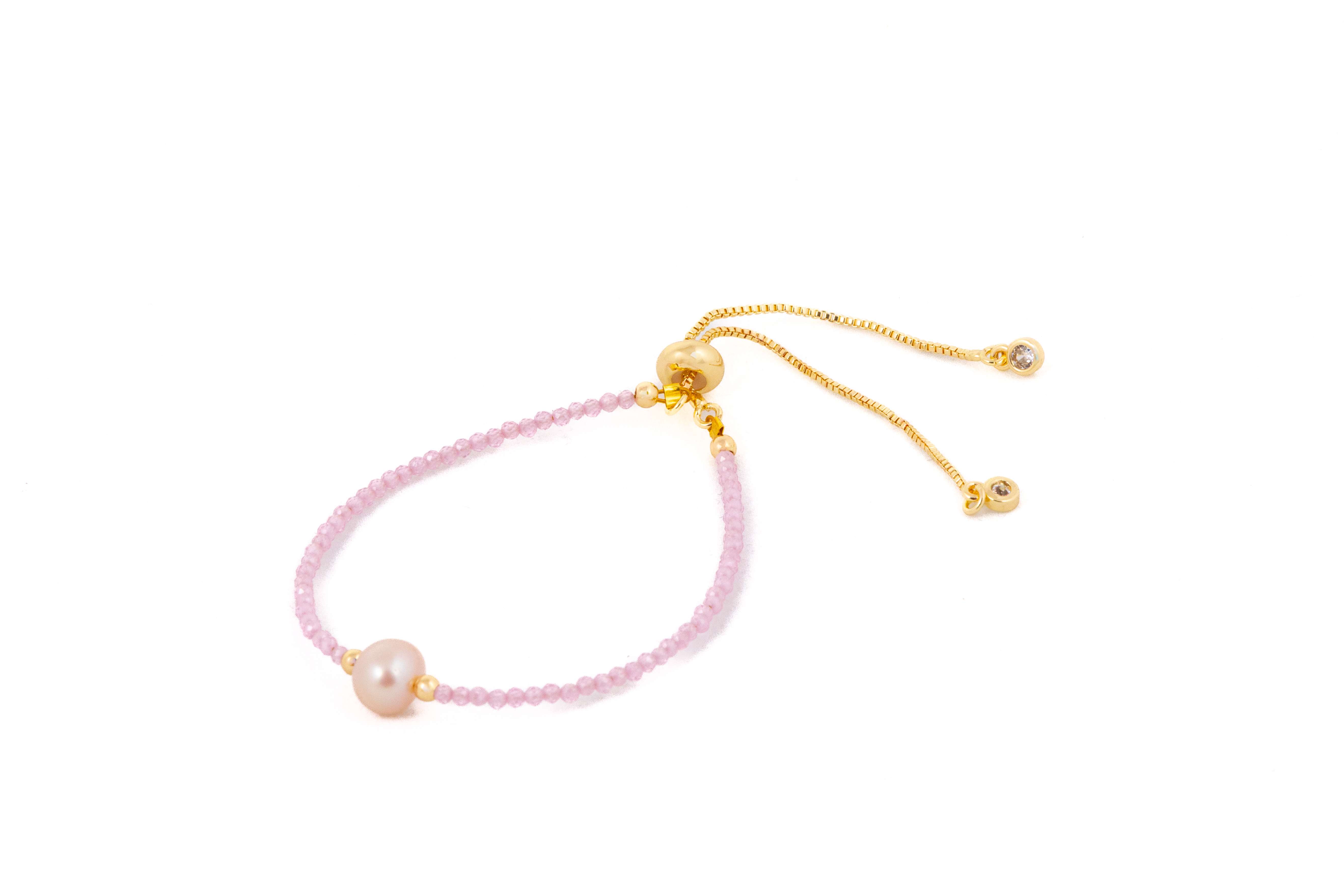 Brățară cu cristale roz si perlă de apă dulce - Imagine 4