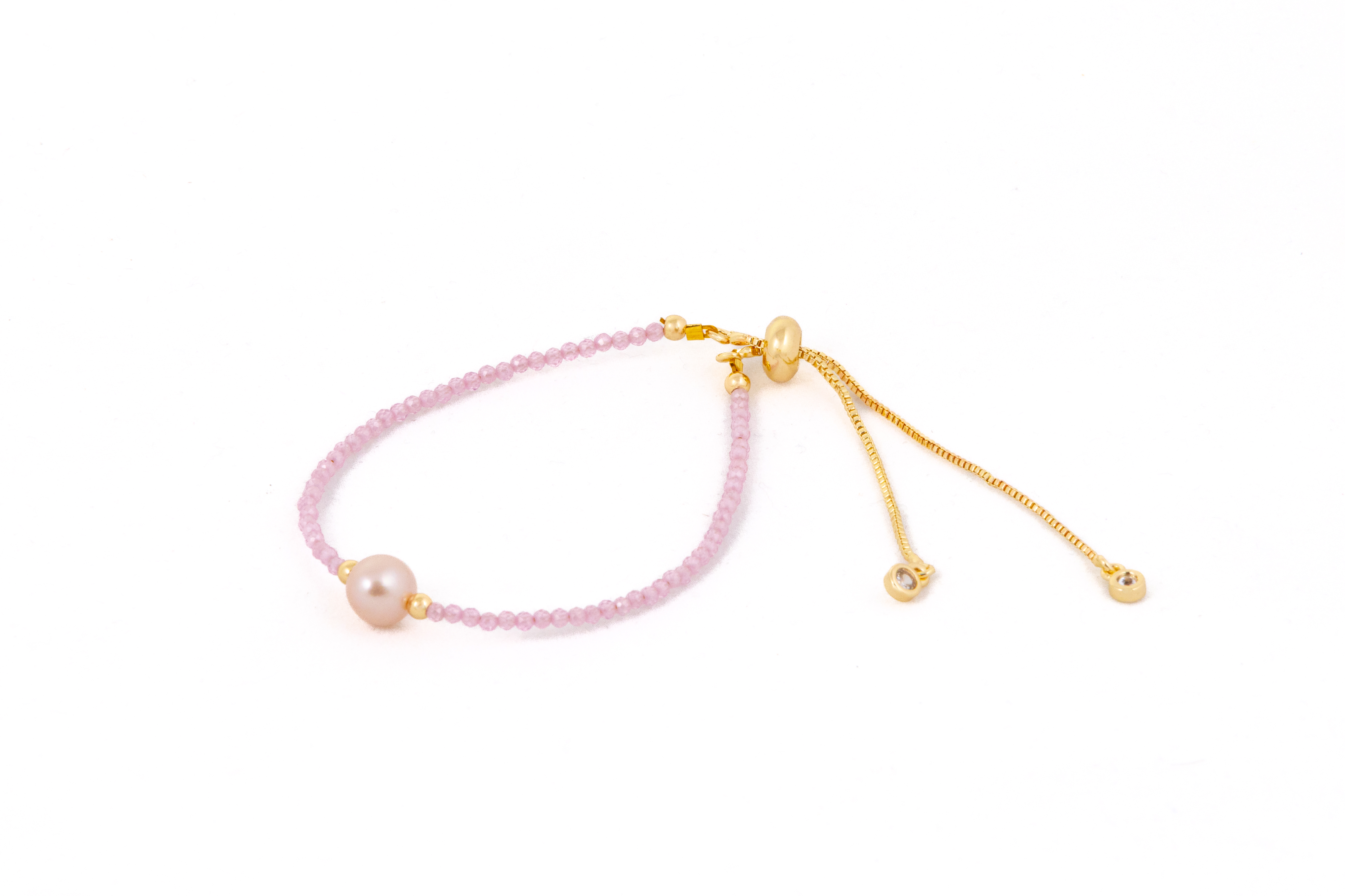 Brățară cu cristale roz si perlă de apă dulce - Imagine 6
