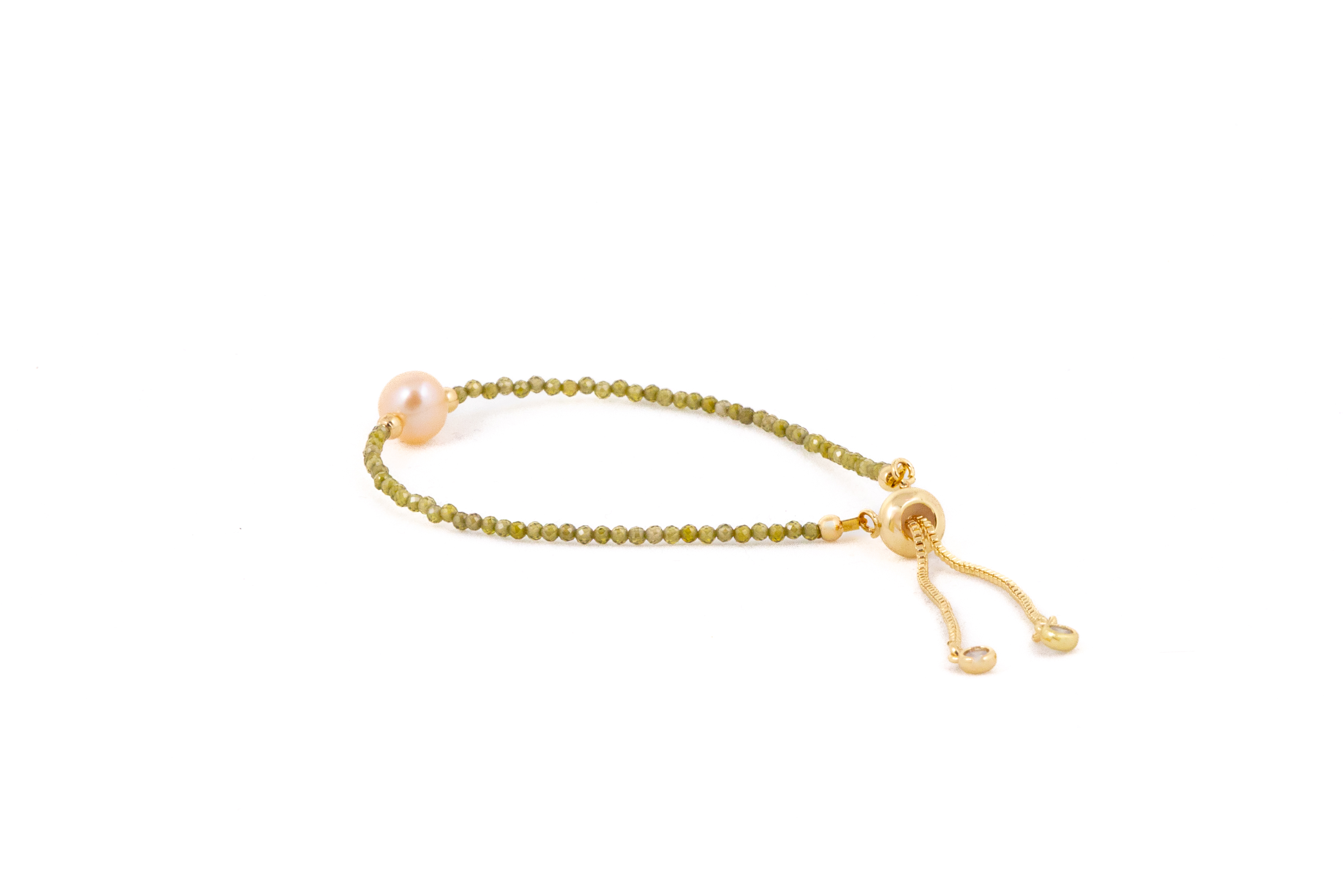 Brățară cu cristale verzi si perlă de apă dulce - Imagine 2