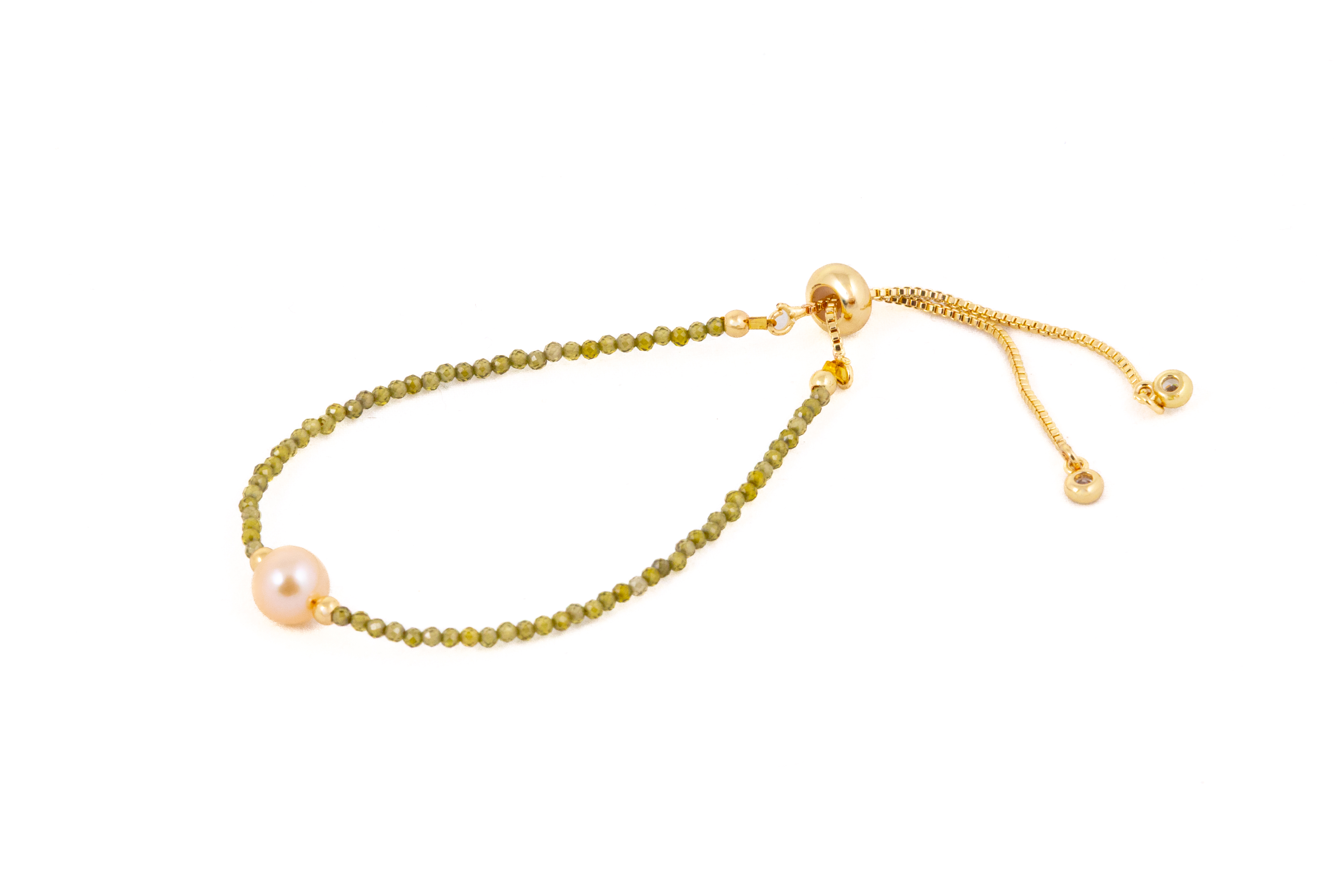 Brățară cu cristale verzi si perlă de apă dulce - Imagine 4