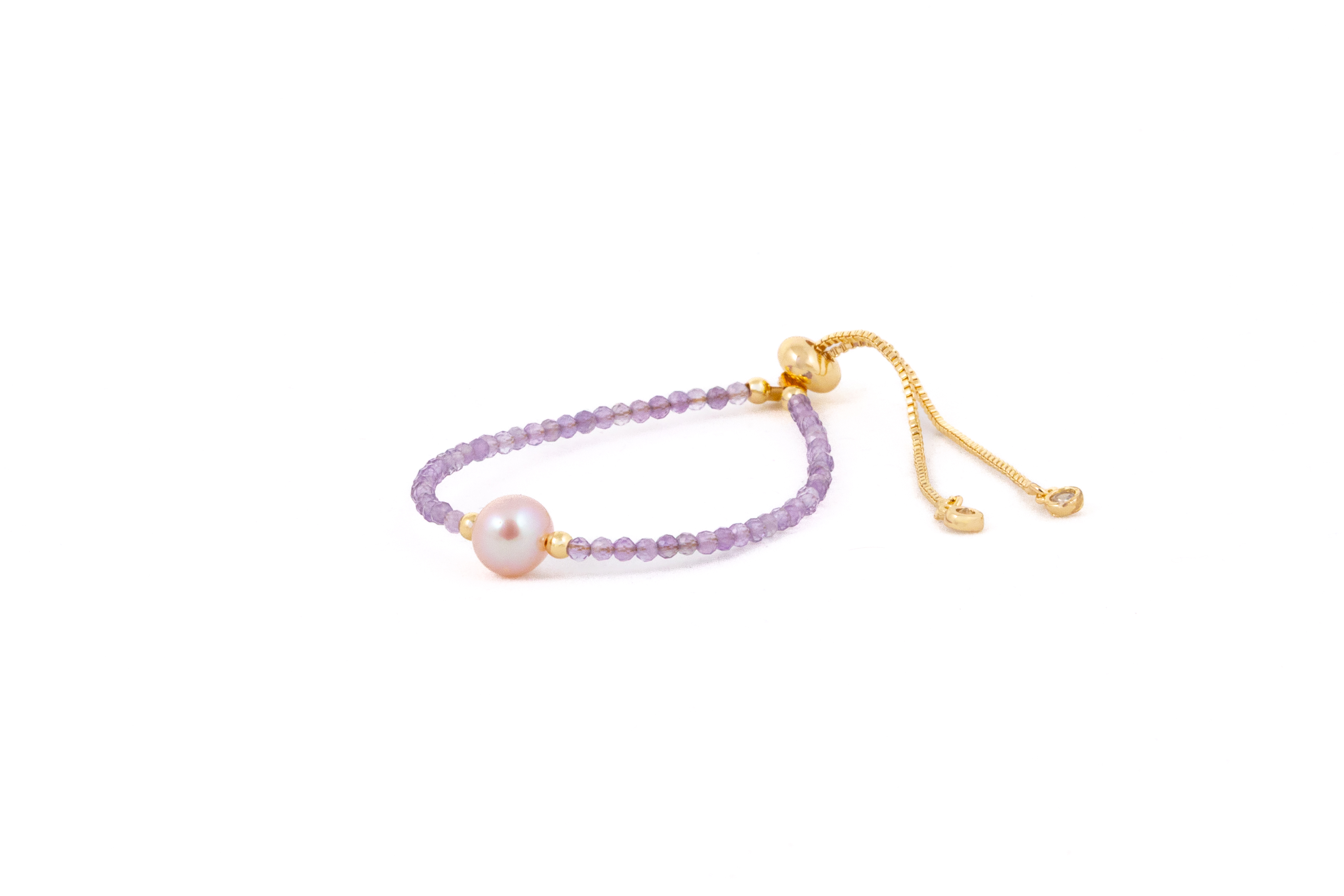 Brățară cu cristale mov si perlă de apă dulce