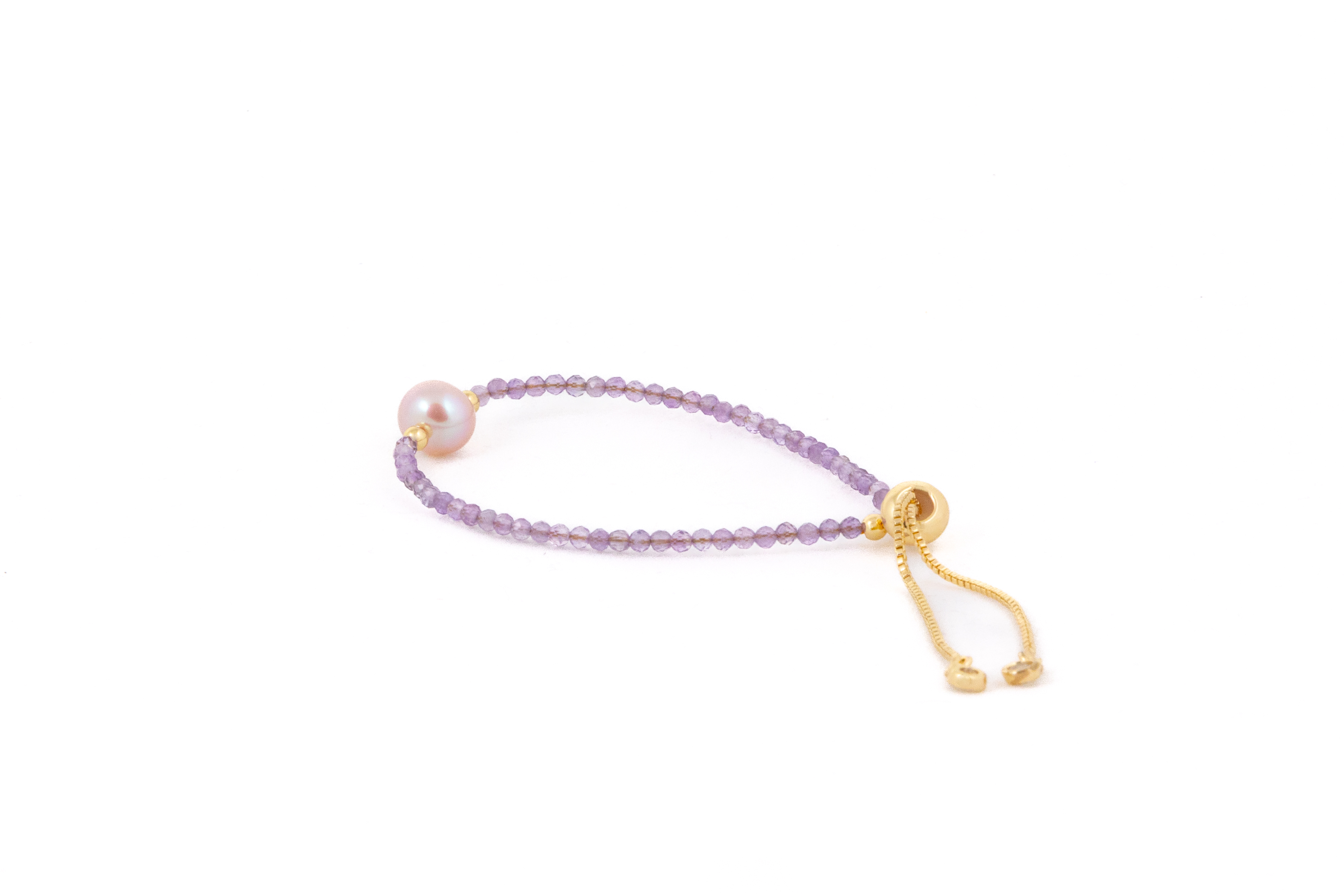 Brățară cu cristale mov si perlă de apă dulce - Imagine 2