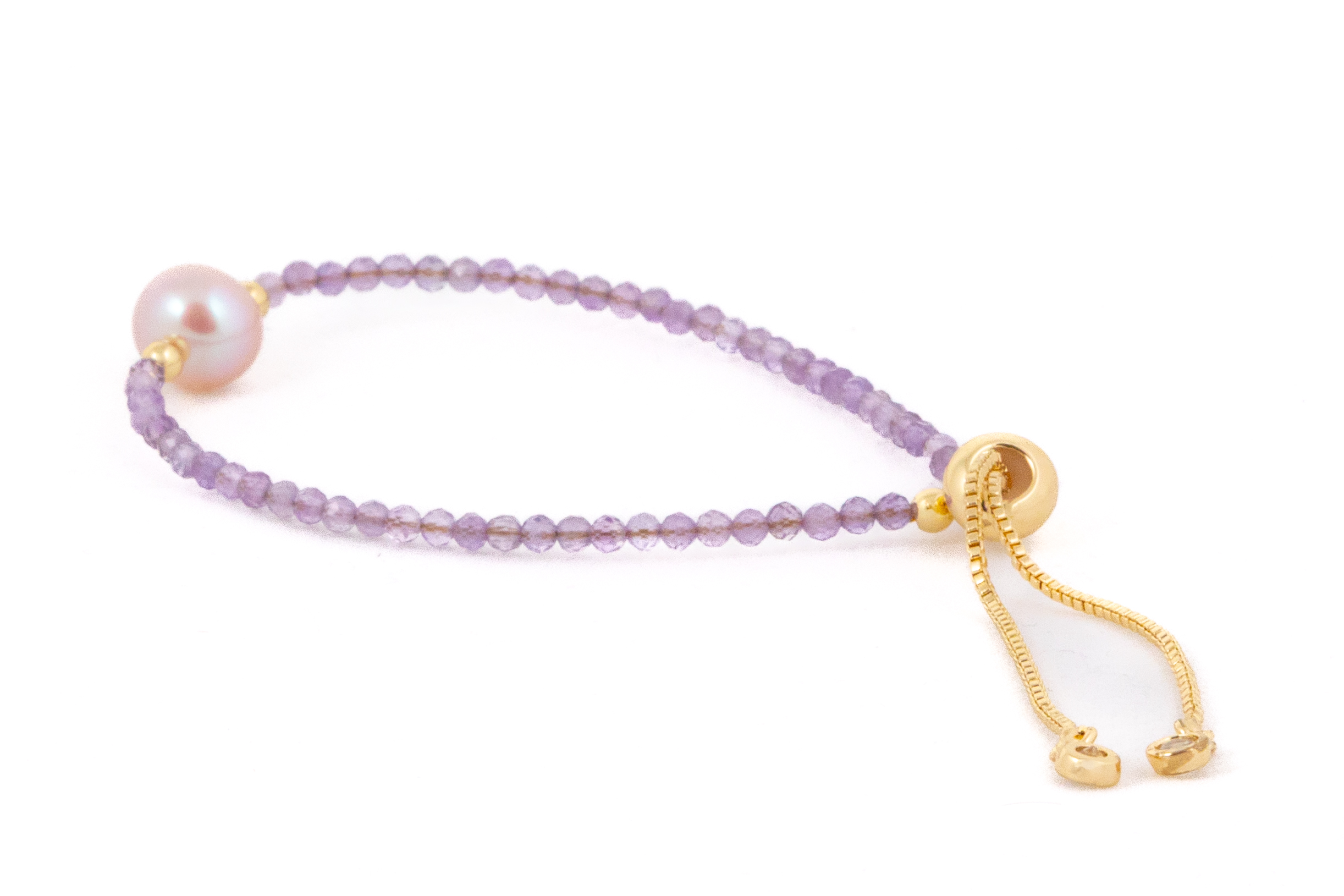 Brățară cu cristale mov si perlă de apă dulce - Imagine 3