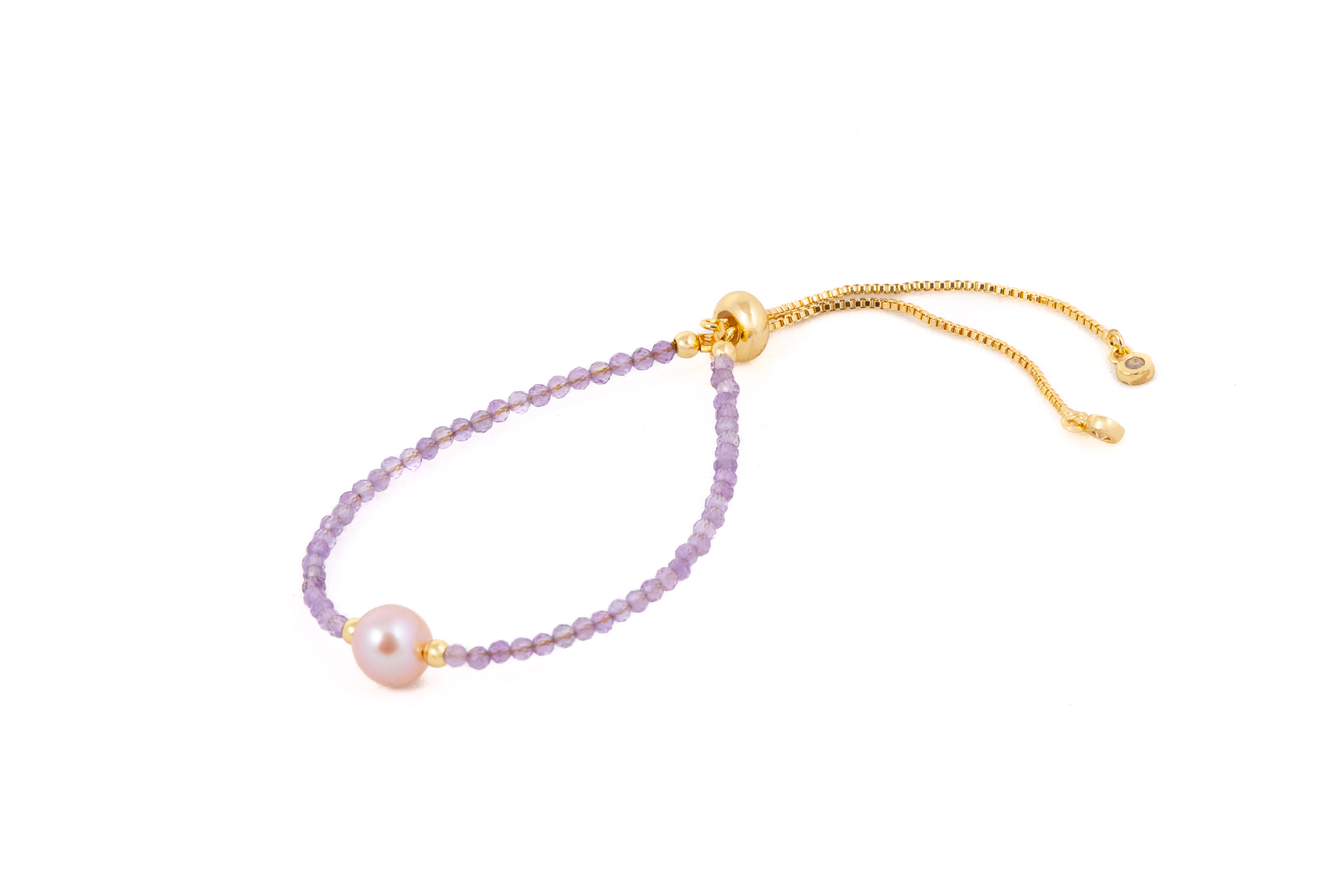 Brățară cu cristale mov si perlă de apă dulce - Imagine 4