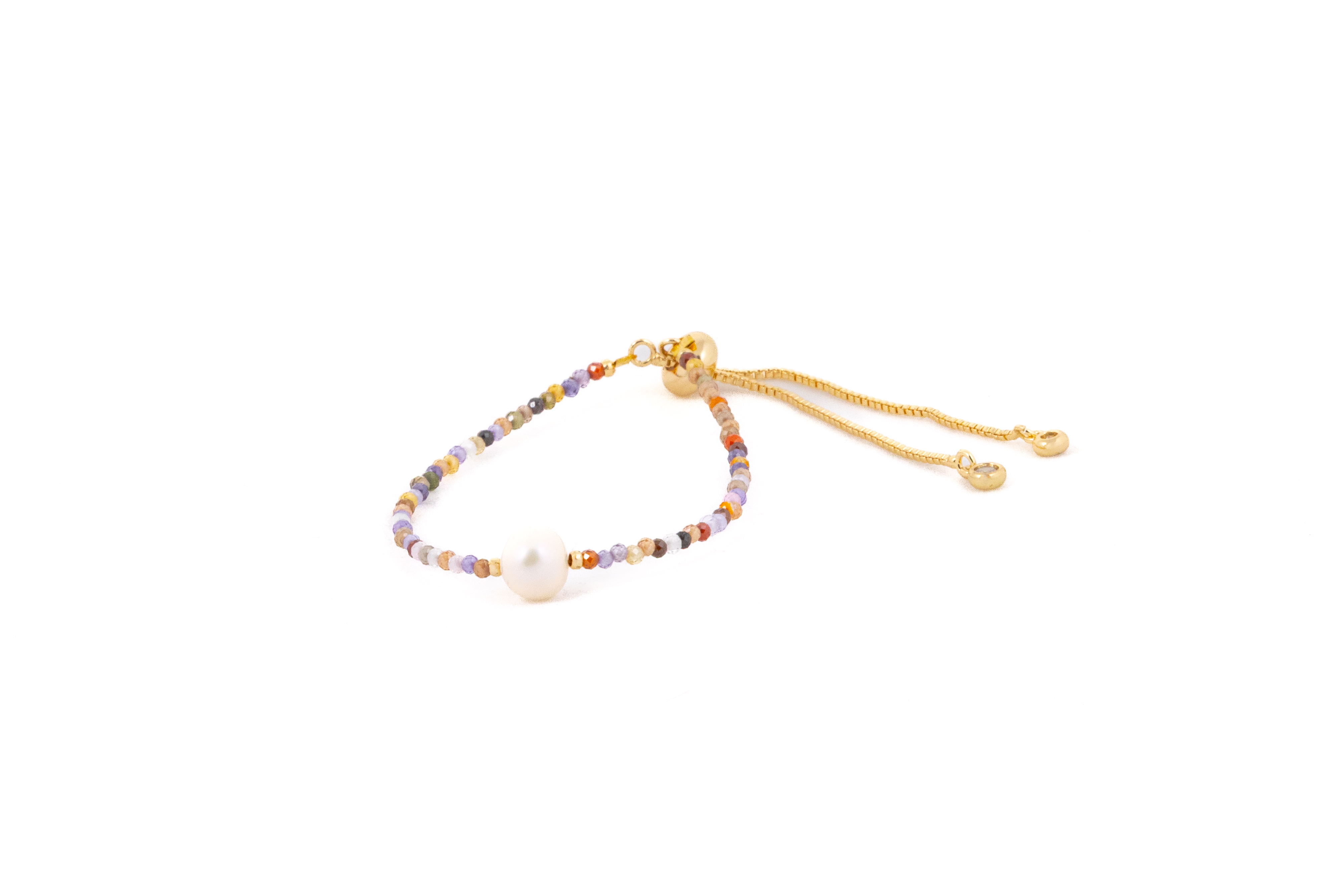 Brățară cu cristale multicolore si perlă de apă dulce