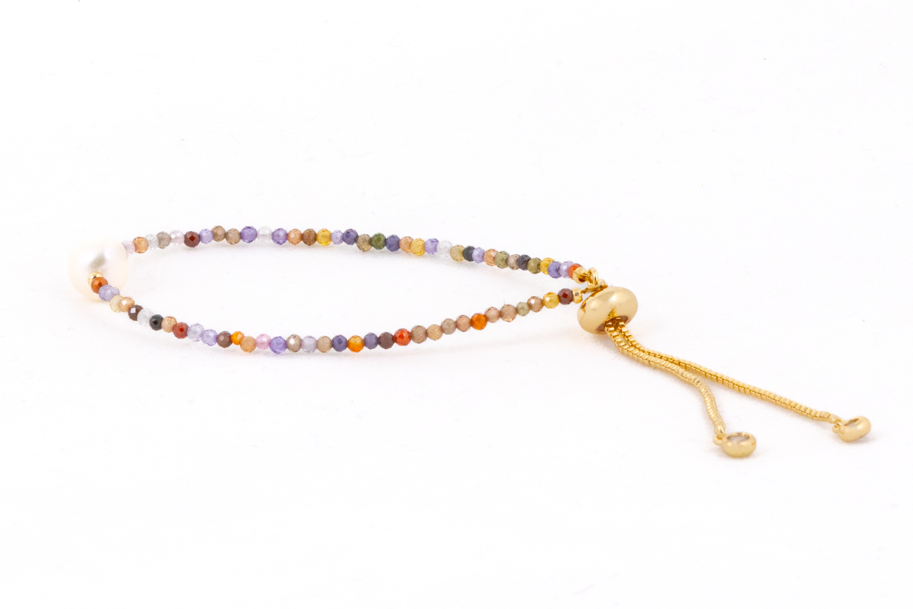 Brățară cu cristale multicolore si perlă de apă dulce - Imagine 3