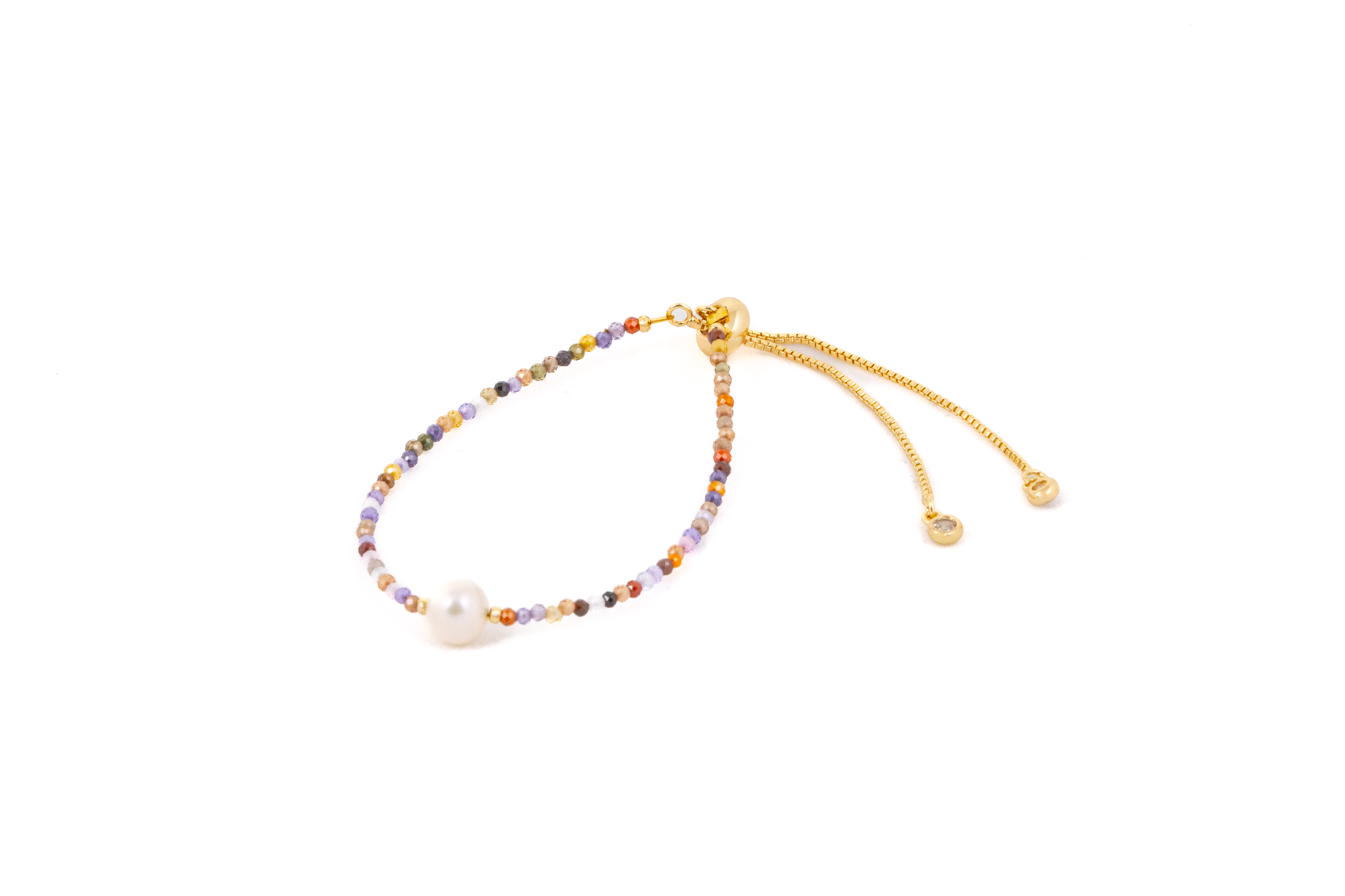 Brățară cu cristale multicolore si perlă de apă dulce - Imagine 4