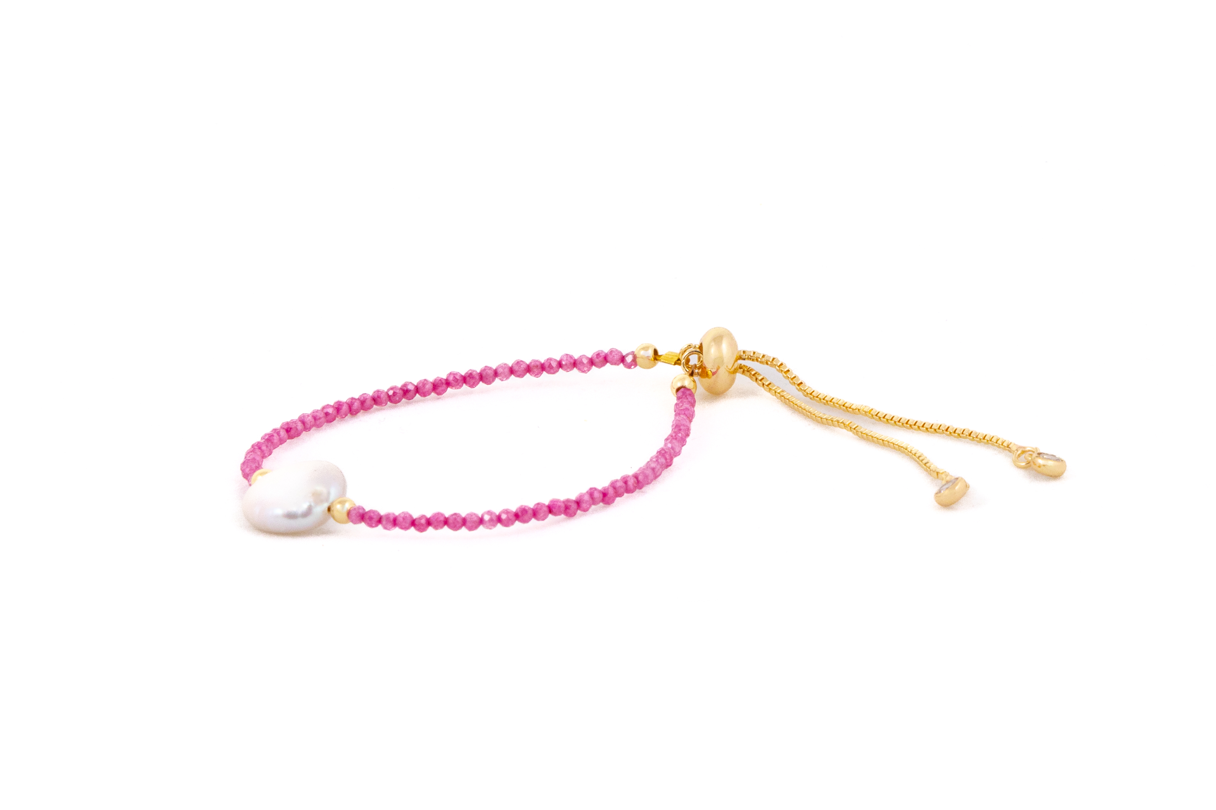 Brățară cu cristale roz si perlă de apă dulce tip "coin"