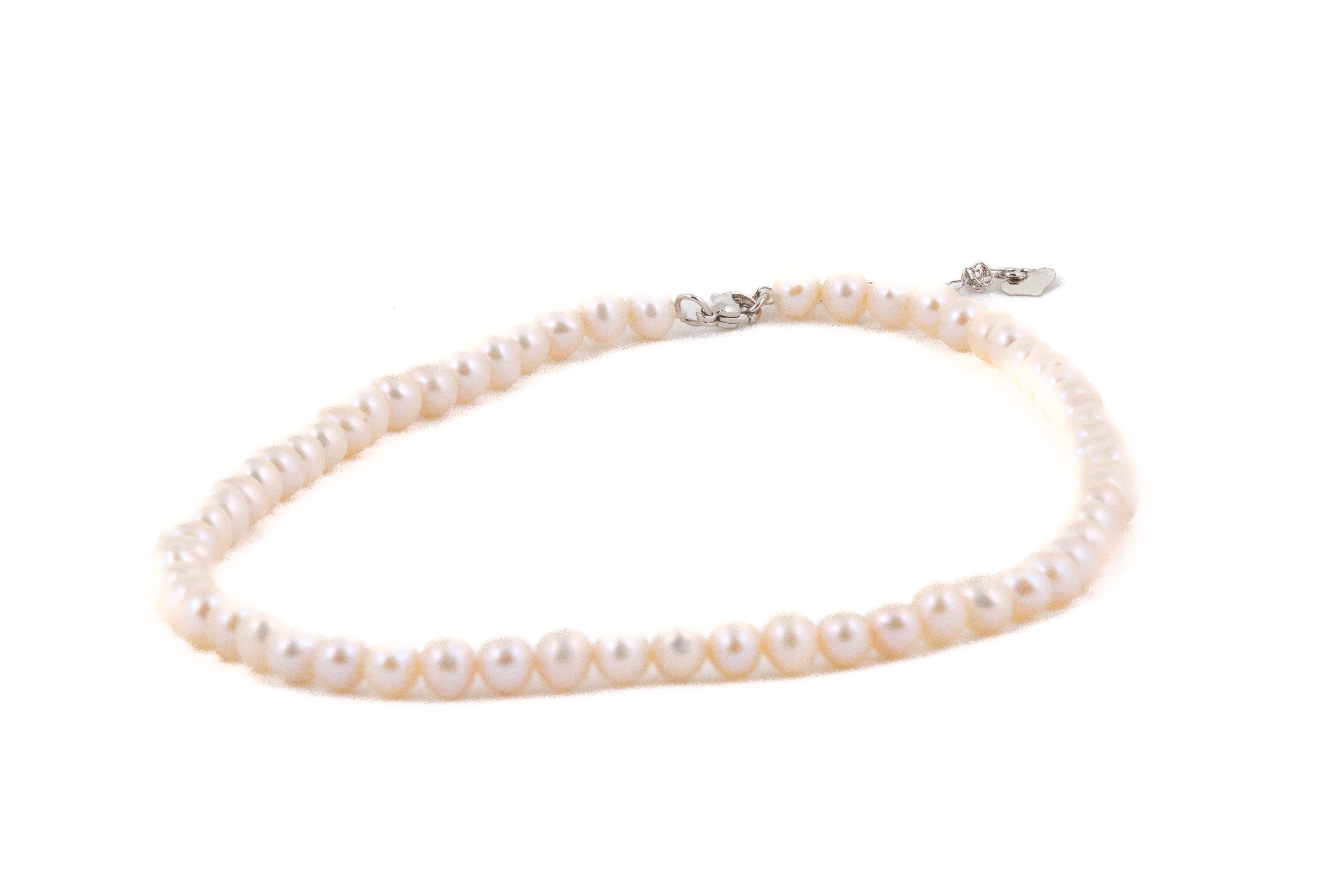 Colier de perle de apă dulce cu luciu natural si inchizătoare argintie