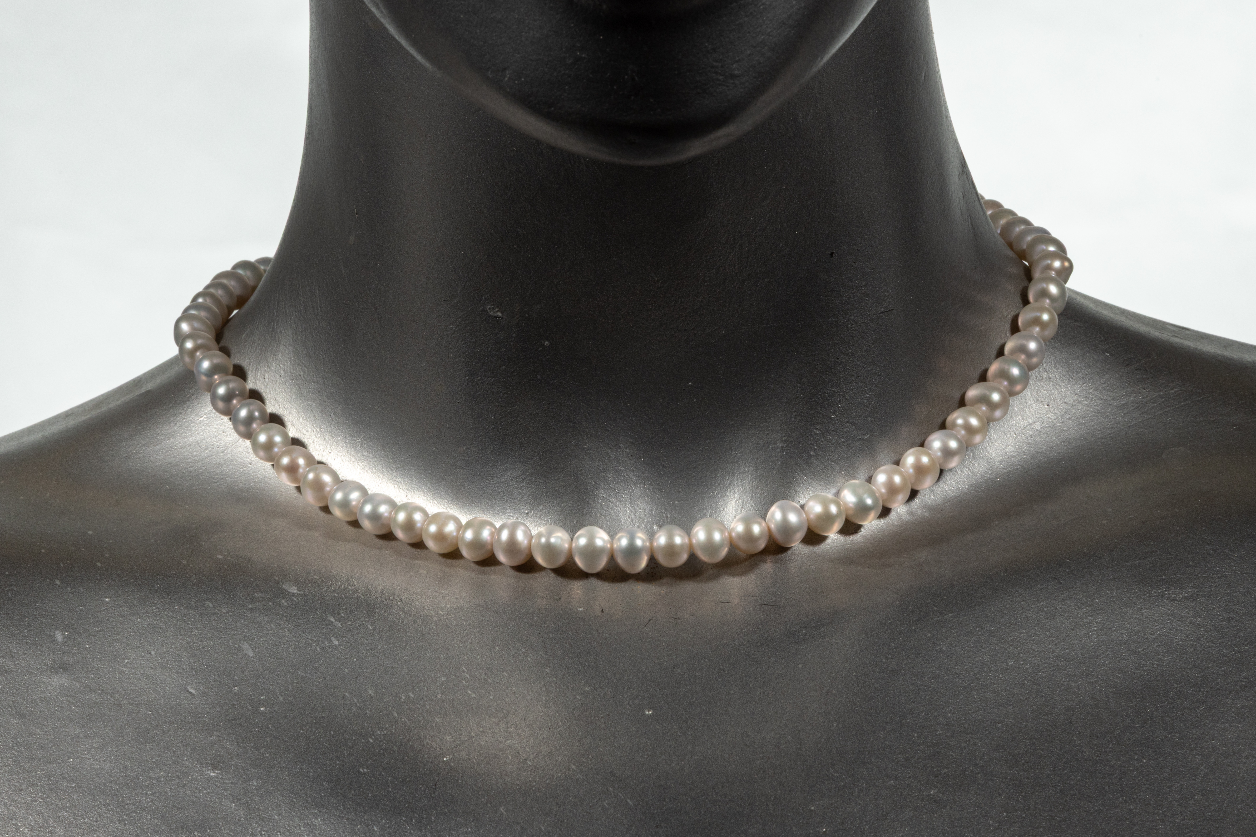 Colier de perle de apă dulce cu luciu natural si inchizătoare argintie - Imagine 5