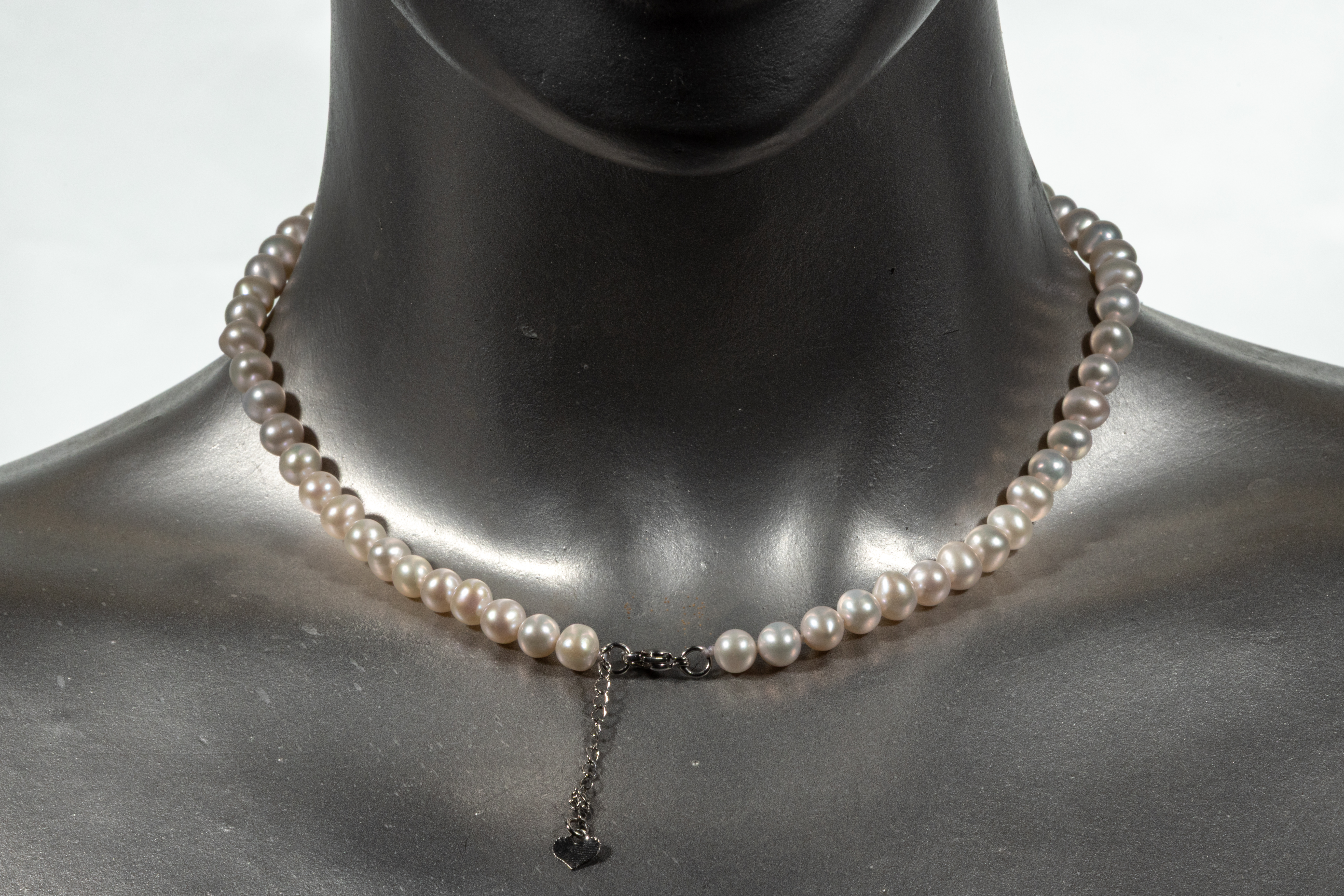 Colier de perle de apă dulce cu luciu natural si inchizătoare argintie - Imagine 6
